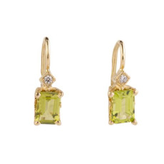 14 Karaat Gouden Oorbellen met Peridot en Briljant 